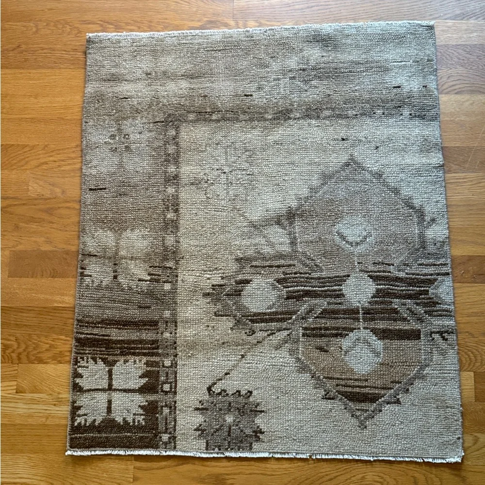Neutral Vintage Tribal Bohemian Turkish Rug Doormat